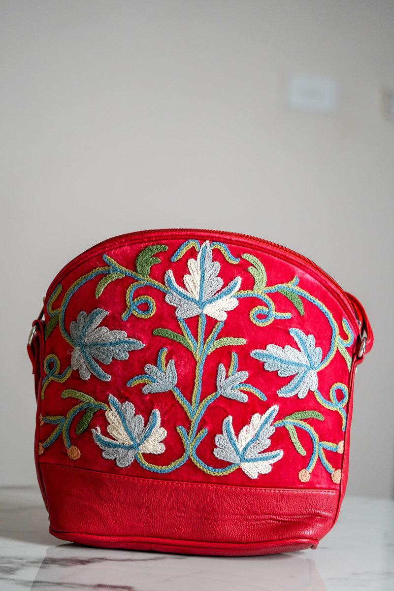 Shoulder Handbag with Floral Embroidery - Himalayas Shop