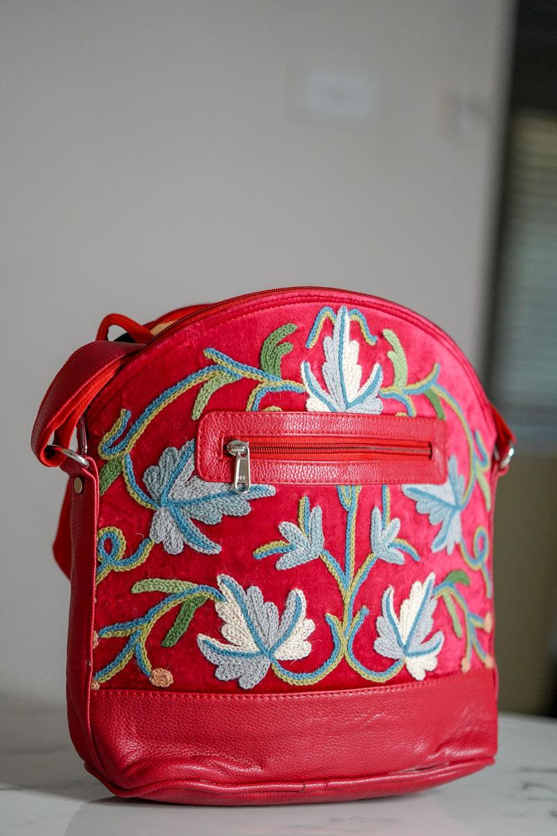 Shoulder Handbag with Floral Embroidery - Himalayas Shop