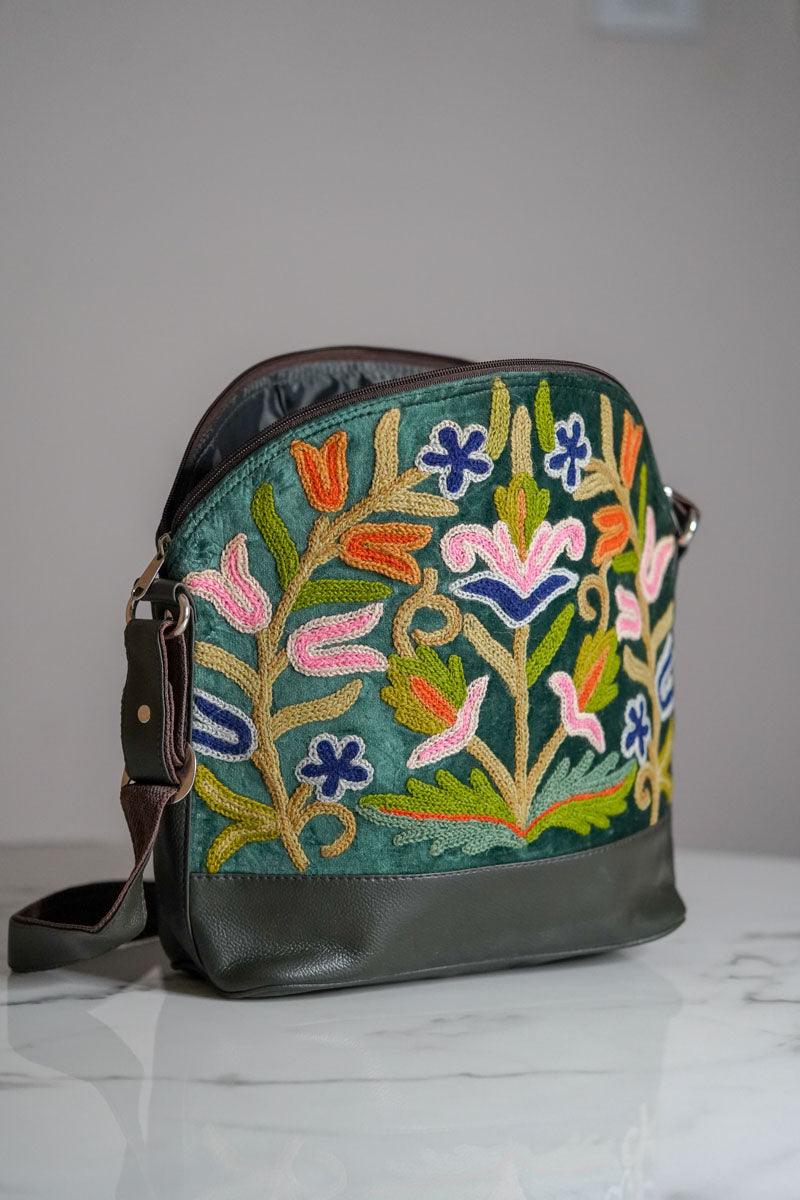 Shoulder Handbag with Floral Embroidery - Himalayas Shop