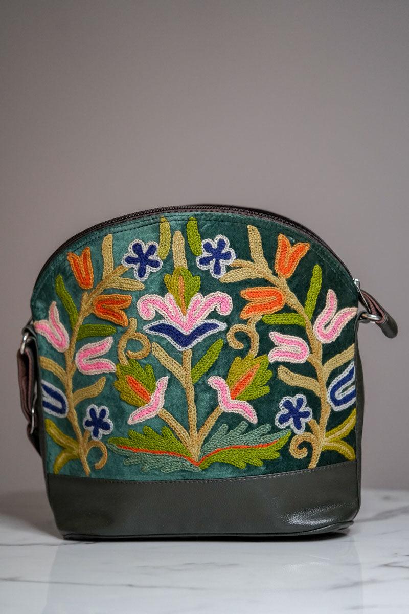 Shoulder Handbag with Floral Embroidery - Himalayas Shop