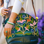 Shoulder Handbag with Floral Embroidery - Himalayas Shop