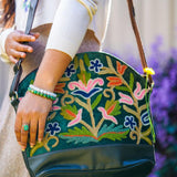 Shoulder Handbag with Floral Embroidery - Himalayas Shop