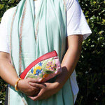 Beautiful Cashmere design pouch made with hand-embroidery design with a very fine embellishment that involves elaborate and intricate floral motifs.