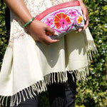Women pouch purse with floral pattern, ultra-soft and lightweight. The pouch can be used as makeup bag or clutch that suit your style. Ethically made in Nepal.