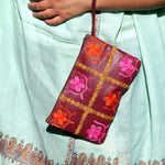 Beautiful handmade wristlet purse with Kashmiri embroidery for everyday use.