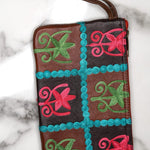 Everyday purse with beautiful handmade cashmere embroidery,  boho style wristlet purse.