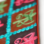 Everyday purse with beautiful handmade cashmere embroidery,  boho style wristlet purse.