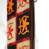 Everyday purse with beautiful handmade cashmere embroidery,  boho style wristlet purse.