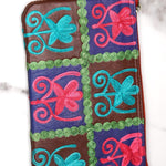 Everyday purse with beautiful handmade cashmere embroidery,  boho style wristlet purse.