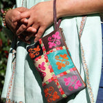 Fair trade womens purse with kashmiri design hand embroidery colorful purse.