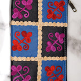 Fair trade womens purse with kashmiri design hand embroidery colorful purse.