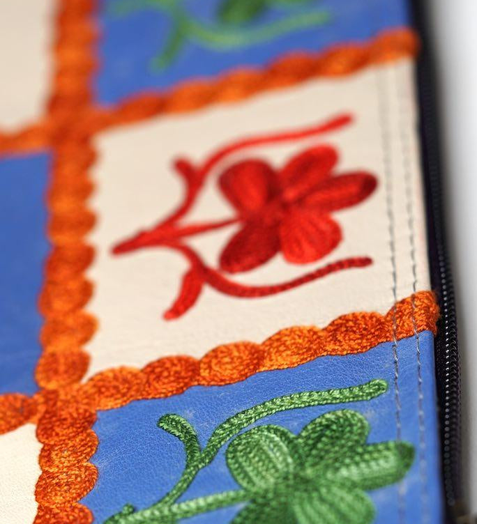 Beautiful handmade wristlet purse with Kashmiri embroidery for everyday use.