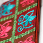 Everyday purse with beautiful handmade cashmere embroidery,  boho style wristlet purse.
