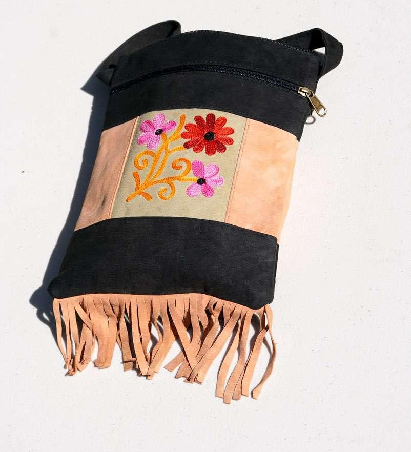 A unique style women's shoulder bag, crafted with beautiful cashmere floral embroidery to give it a chic stylish look..