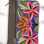 A stylish yet convenient hand woven wristlet purse with beautiful floral pattern, It has a secure zip top closure and two extra compartments for your everyday essentials making it easy to travel simple and light.