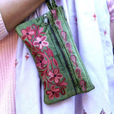 Unique style women wristlet pouch  with hand embroidery, easy to carry and stylist design