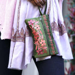 Unique style women wristlet pouch  with hand embroidery, easy to carry and stylist design