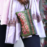 Unique style women wristlet pouch  with hand embroidery, easy to carry and stylist design