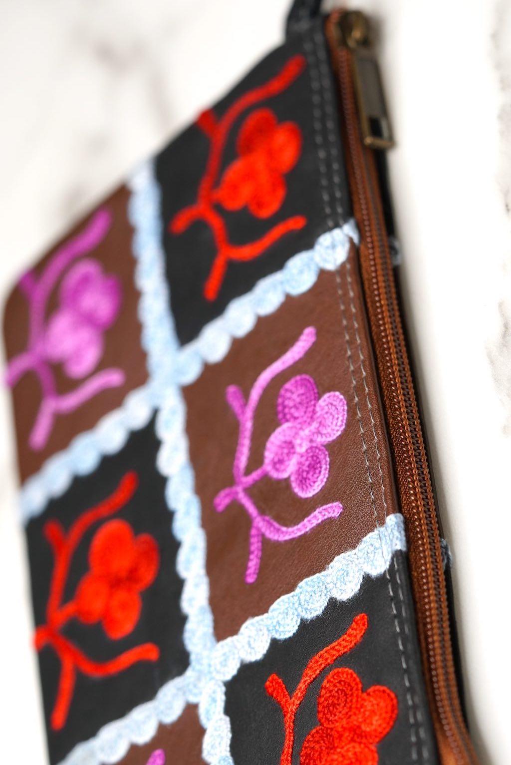 Beautiful handmade wristlet purse with Kashmiri embroidery for everyday use.