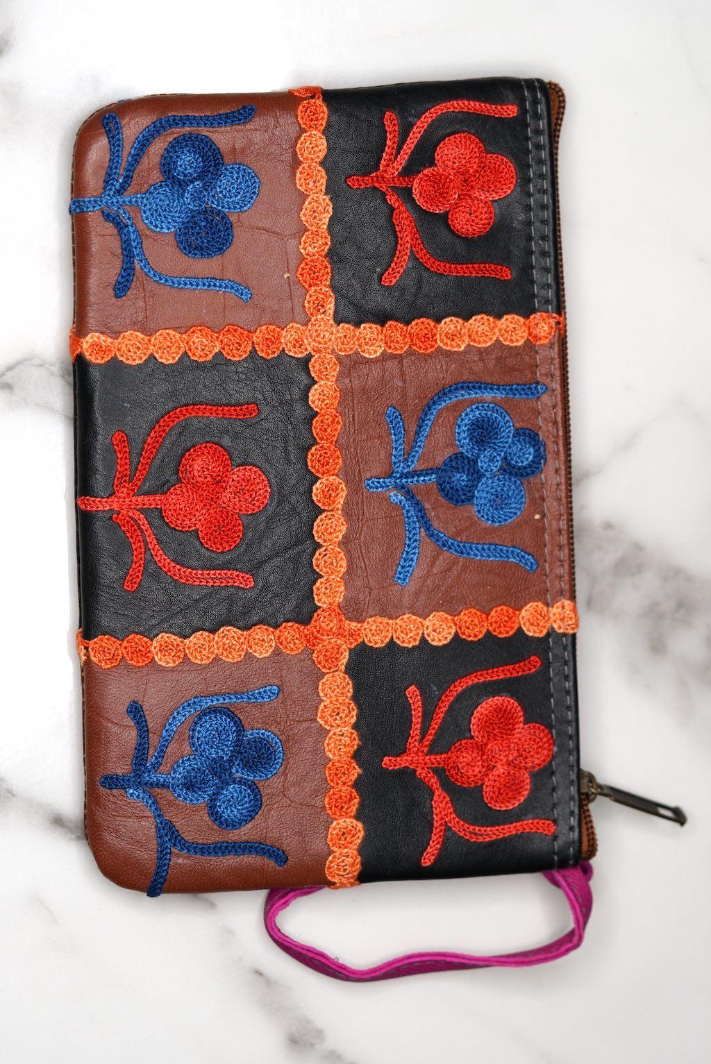 Beautiful handmade wristlet purse with Kashmiri embroidery for everyday use.