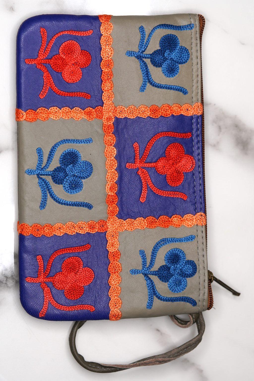Beautiful handmade wristlet purse with Kashmiri embroidery for everyday use.