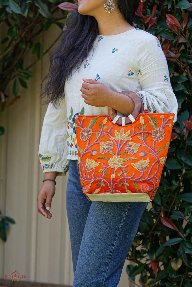 Unique style tote bag with hand embroidery, easy to carry and stylist design