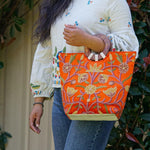 Unique style tote bag with hand embroidery, easy to carry and stylist design