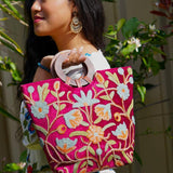 A classic women's tote bag, crafted with beautiful cashmere floral embroidery to give it a chic stylish look.