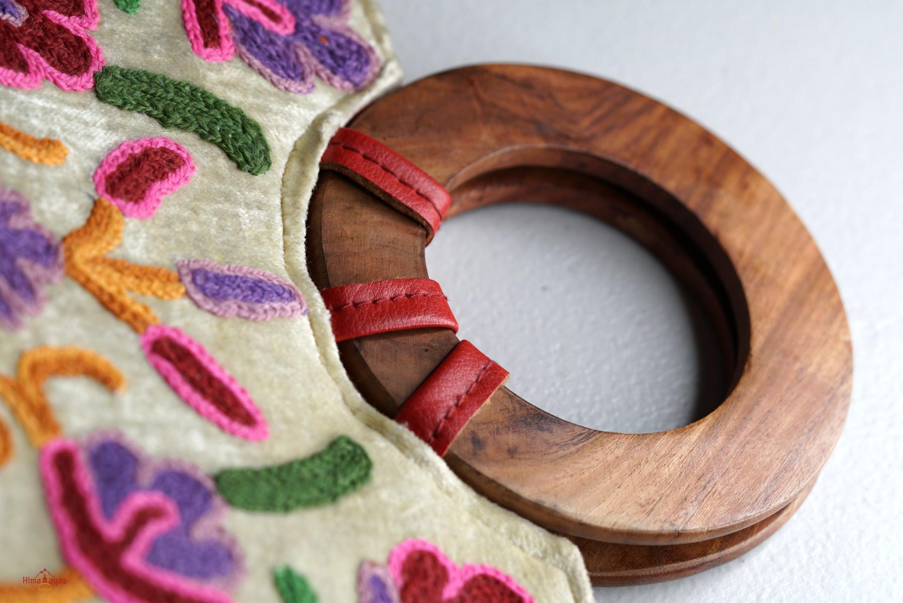 A stylish women's tote bag with floral pattern, crafted ethically from Himalayas.