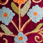 Beautiful hand embroidered tote bag with bright and multi-colour embroidered floral patterns.