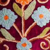 Beautiful hand embroidered tote bag with bright and multi-colour embroidered floral patterns.