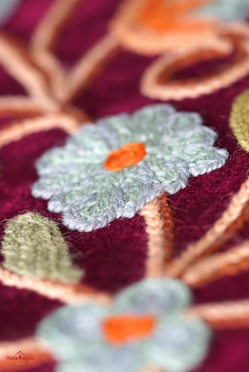 Beautiful hand embroidered tote bag with bright and multi-colour embroidered floral patterns.