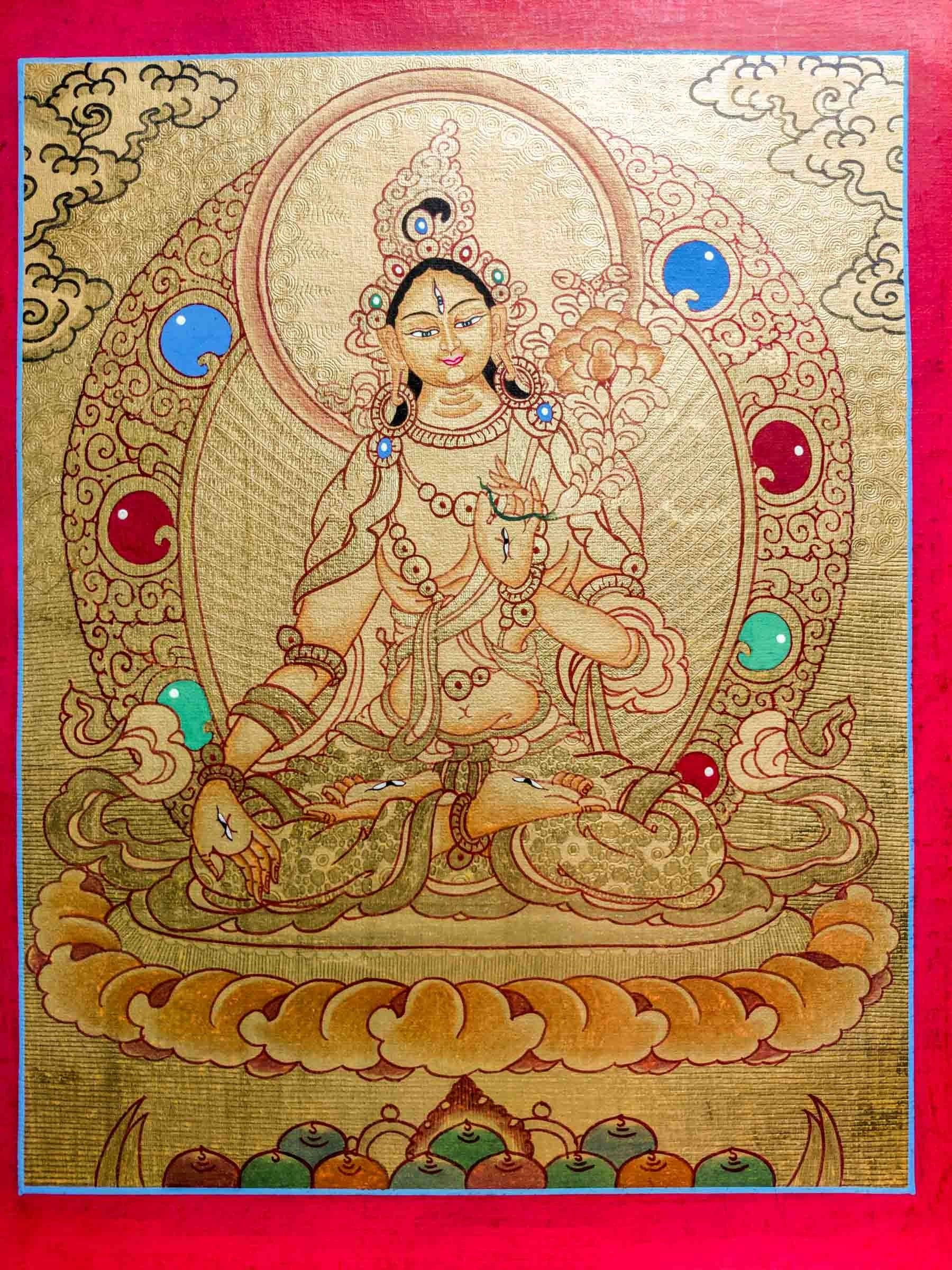 Authentic Handmade White Tara Thangka
