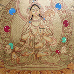 Authentic Handmade White Tara Thangka - Himalayas Shop
