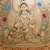 Authentic Handmade White Tara Thangka - Himalayas Shop