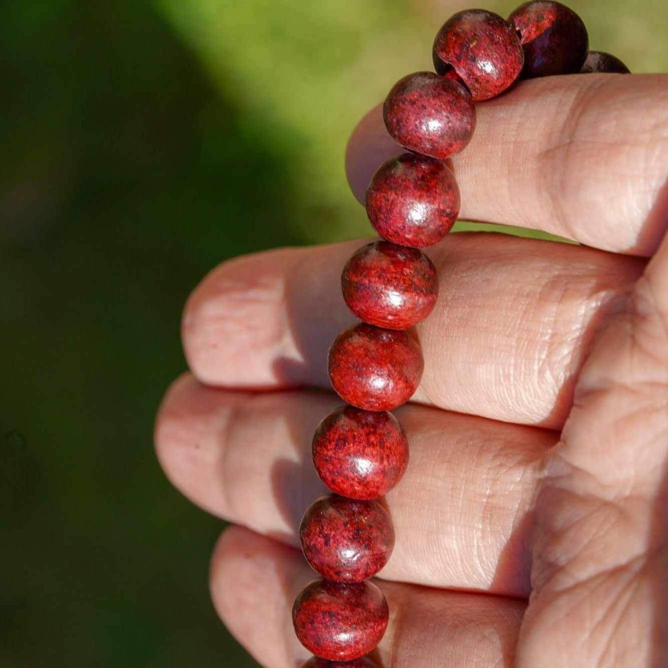 Rose Wood Bracelet - 6mm to 8 mm Adjustable Bead Bracelet for Men and Women