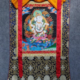 Hindu God Ganesh Thangka Art Painting