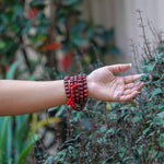 Rosewood Mala being worn around wrist