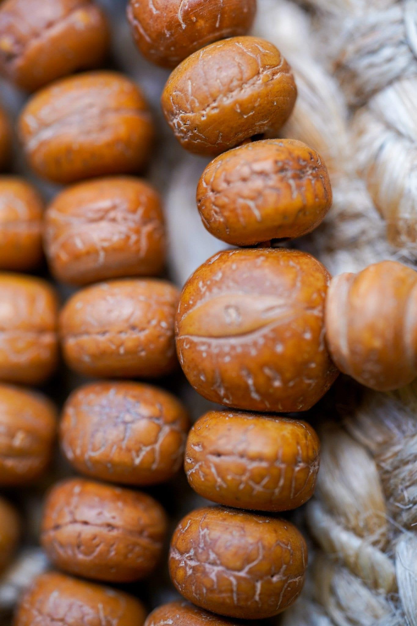 Natural Bodhi Bead Wrist Mala beads close up