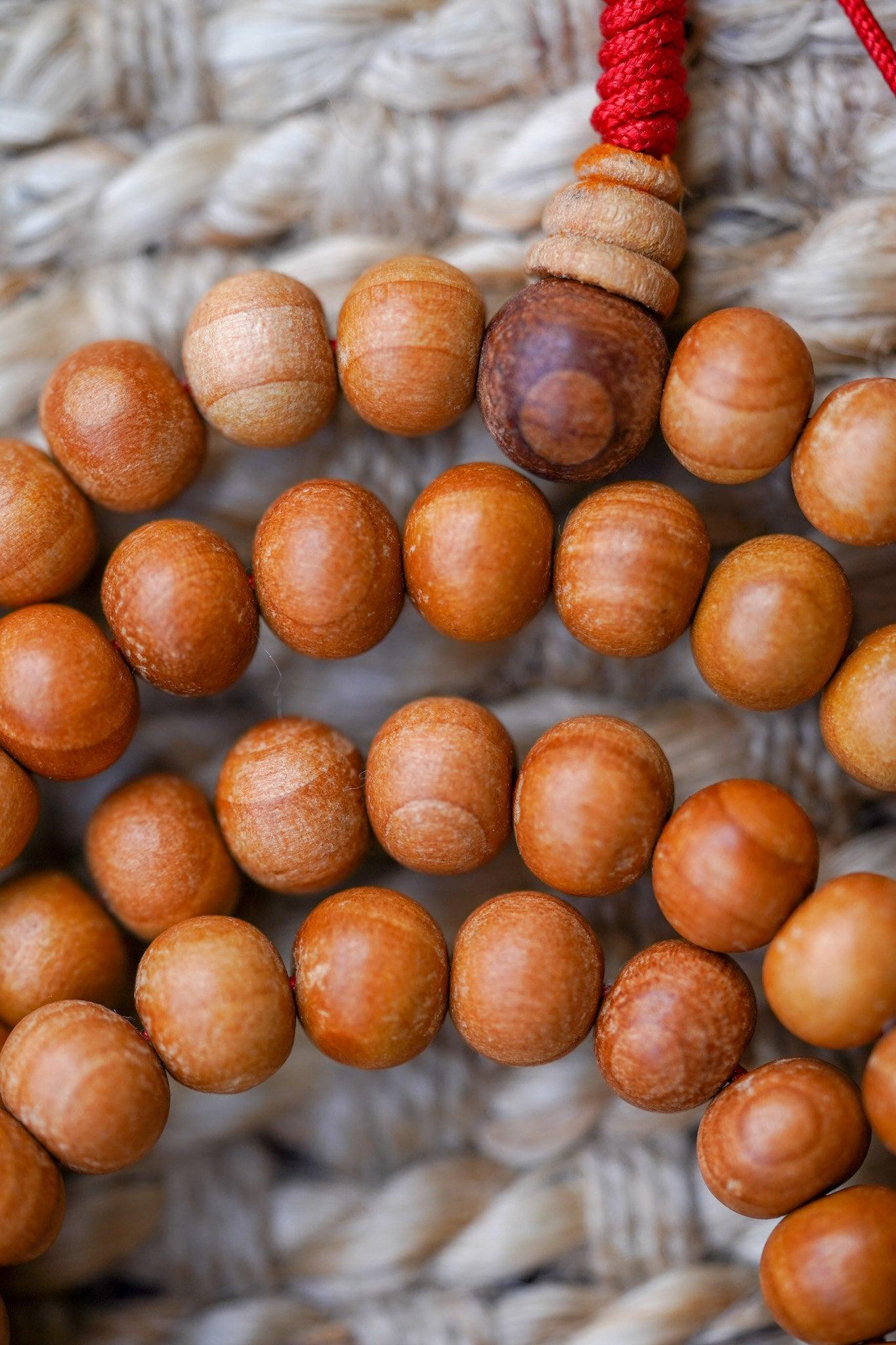108 Beads Sandalwood Mala close up
