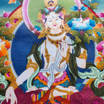 White Tara Thangka made from natural color and gold