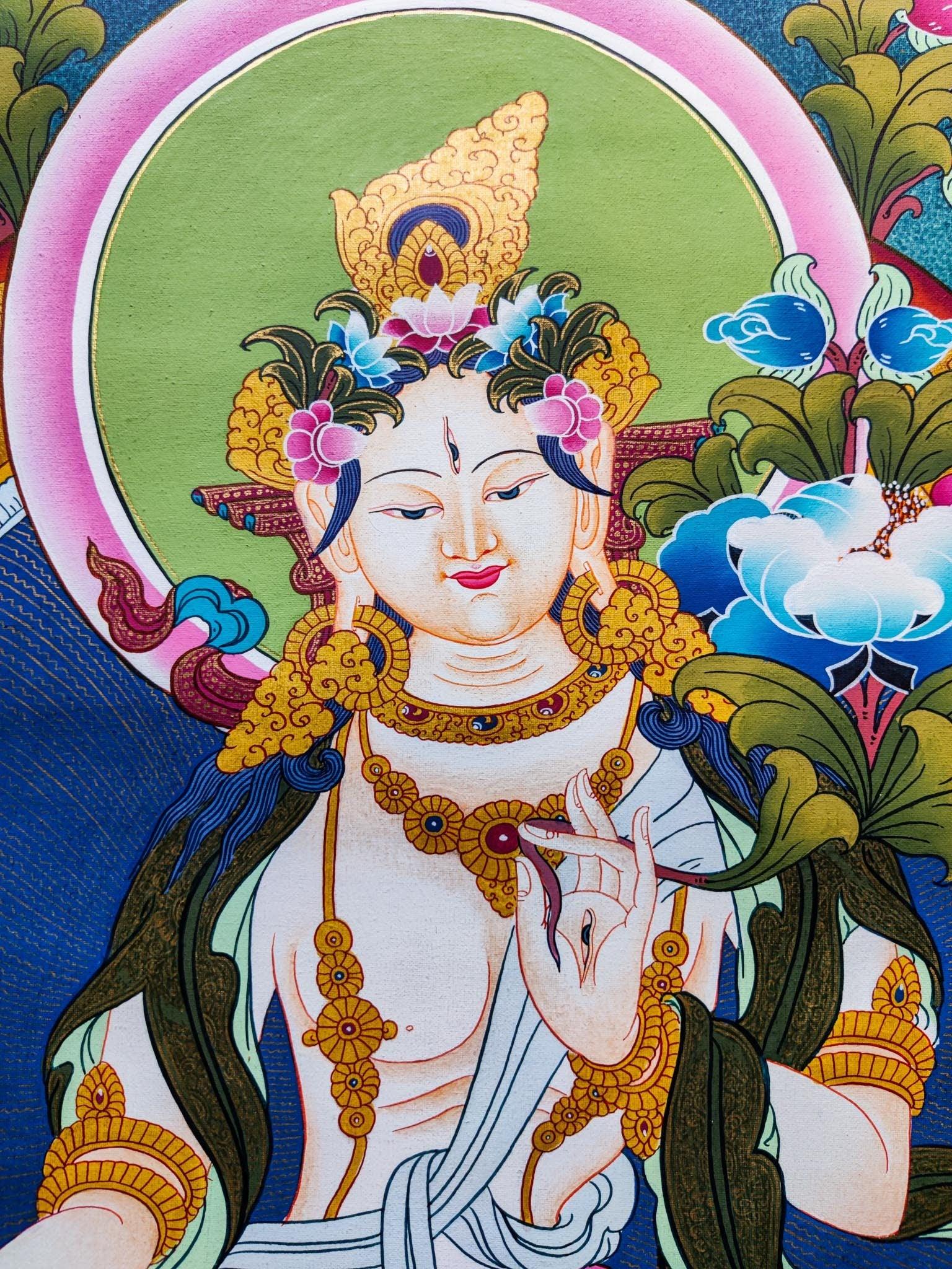 White Tara Thangka clouse up