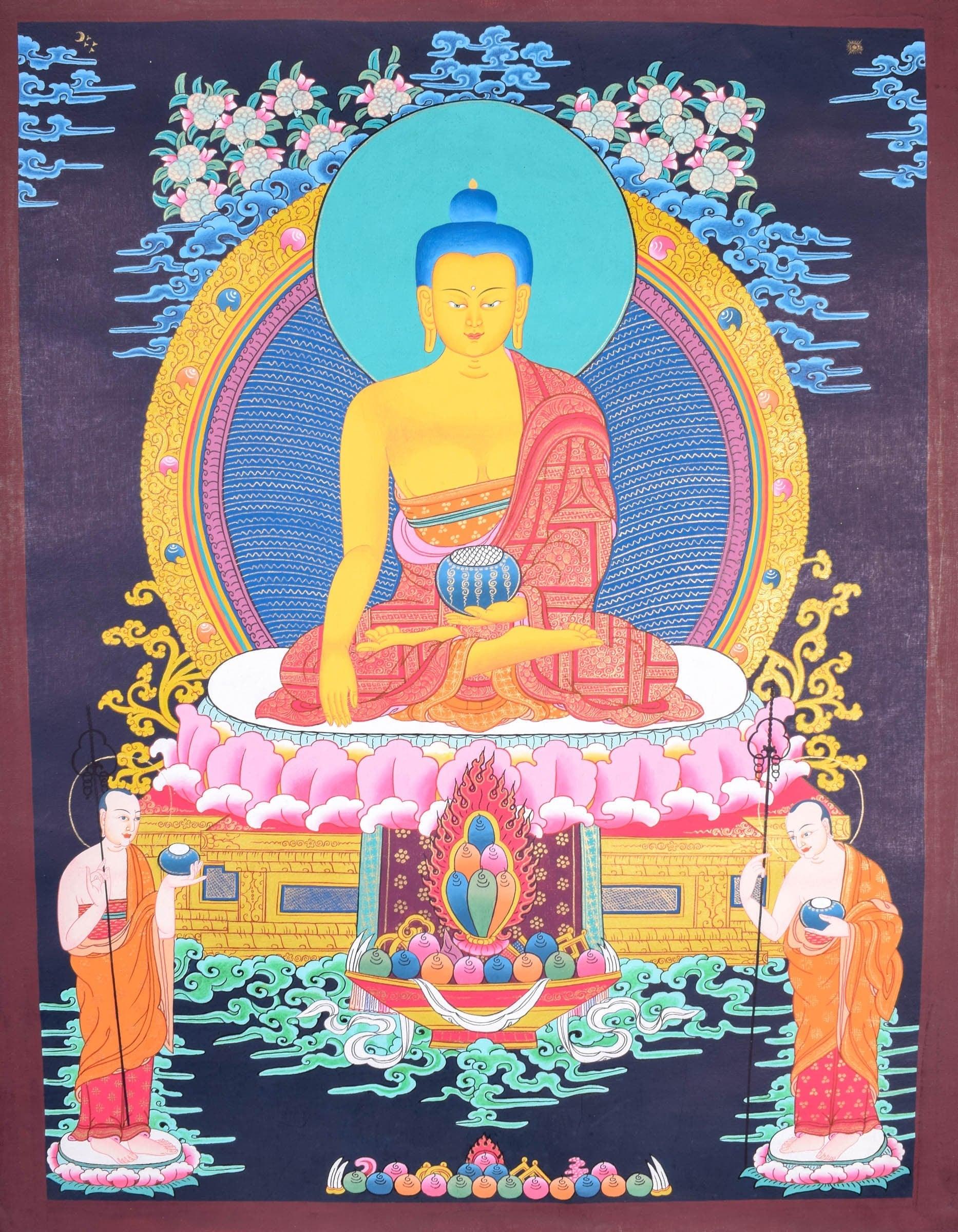 Tibetan Thangka painting of Shakyamuni Buddha - Himalayas Shop