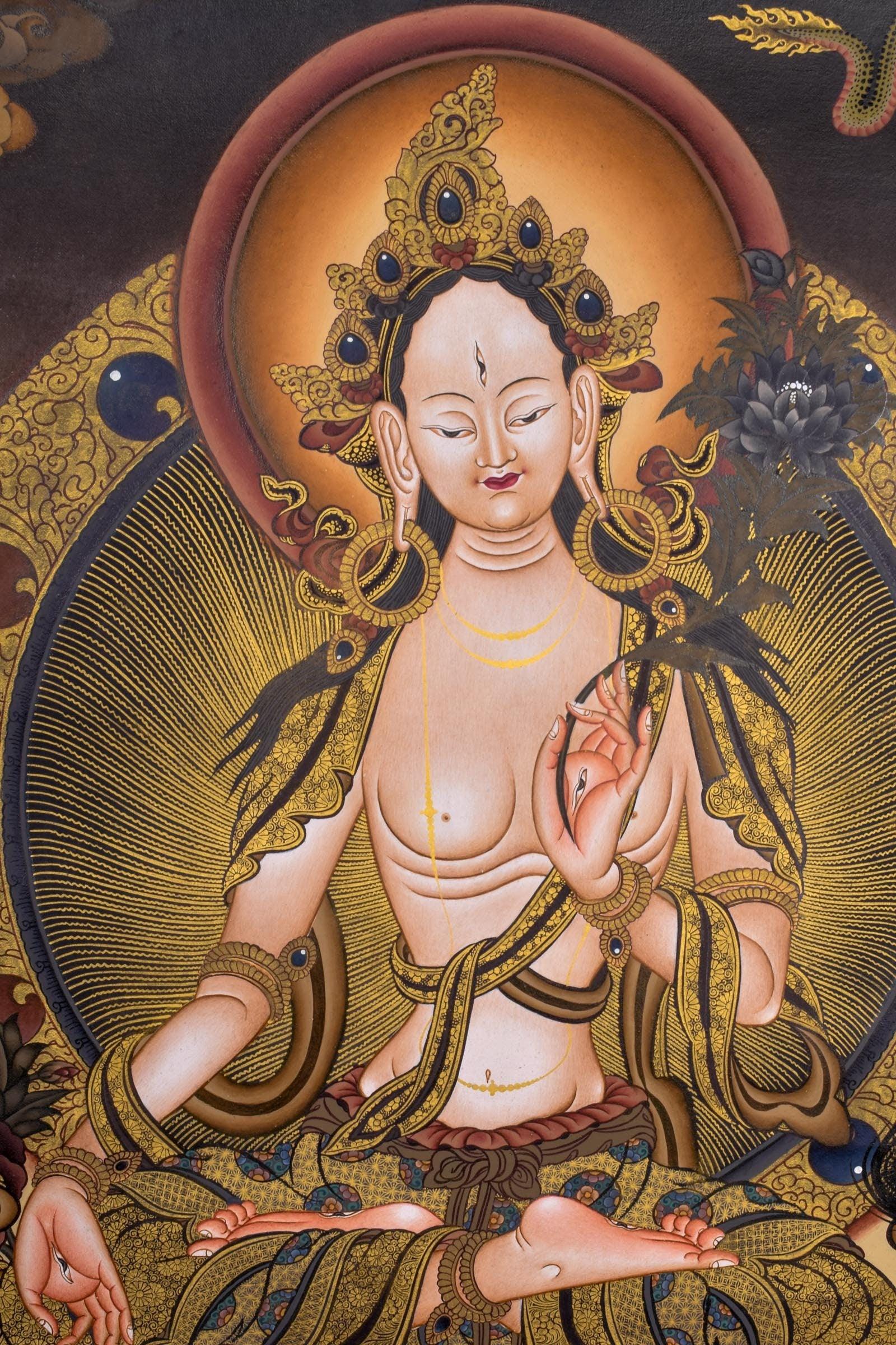 White Tara Thangka - Himalayas Shop