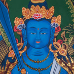 Japanese Style - Monju Bosatsu Thangka Painting For Meditational Practice and Spiritual Gifts