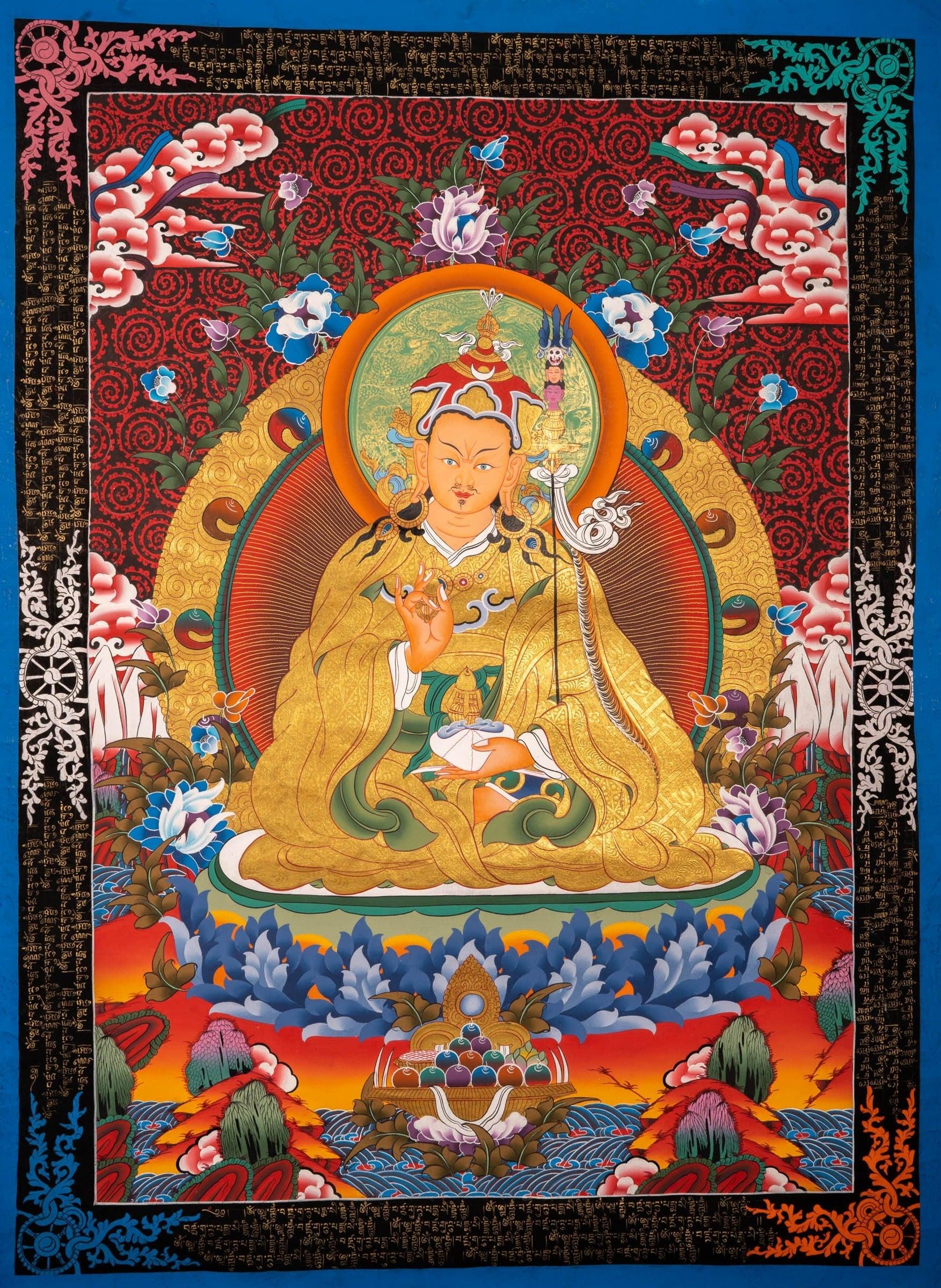 Master Padmasambhava Thangka Painting For Meditational Practice and Spiritual Gifts