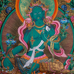 Beautiful Compassionate Green Tara Thangka Painting - Himalayas Shop