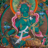 Beautiful Compassionate Green Tara Thangka Painting - Himalayas Shop