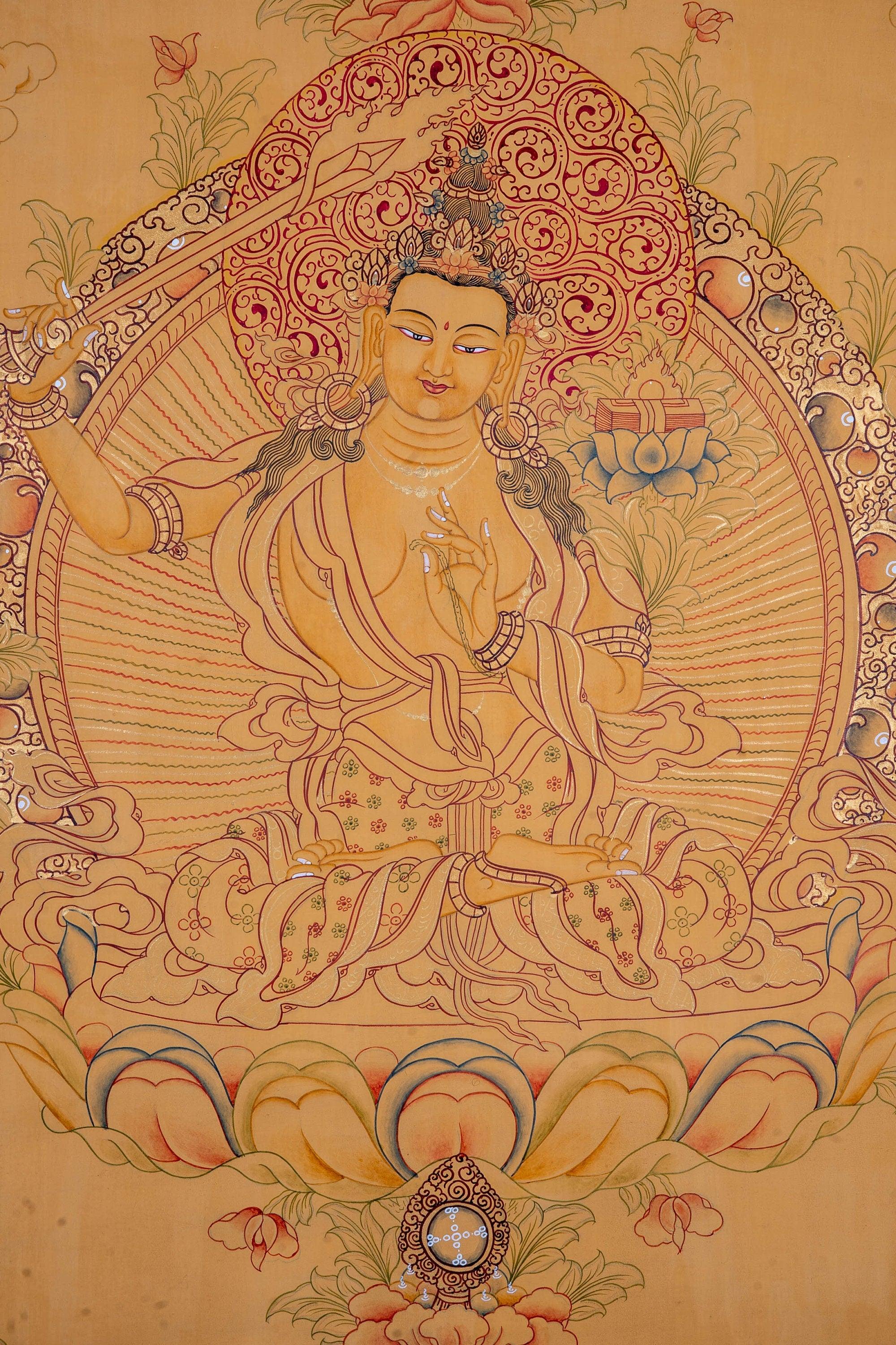 Genuine Hand Painting - Prajnaparmita, Manjushri thangka
