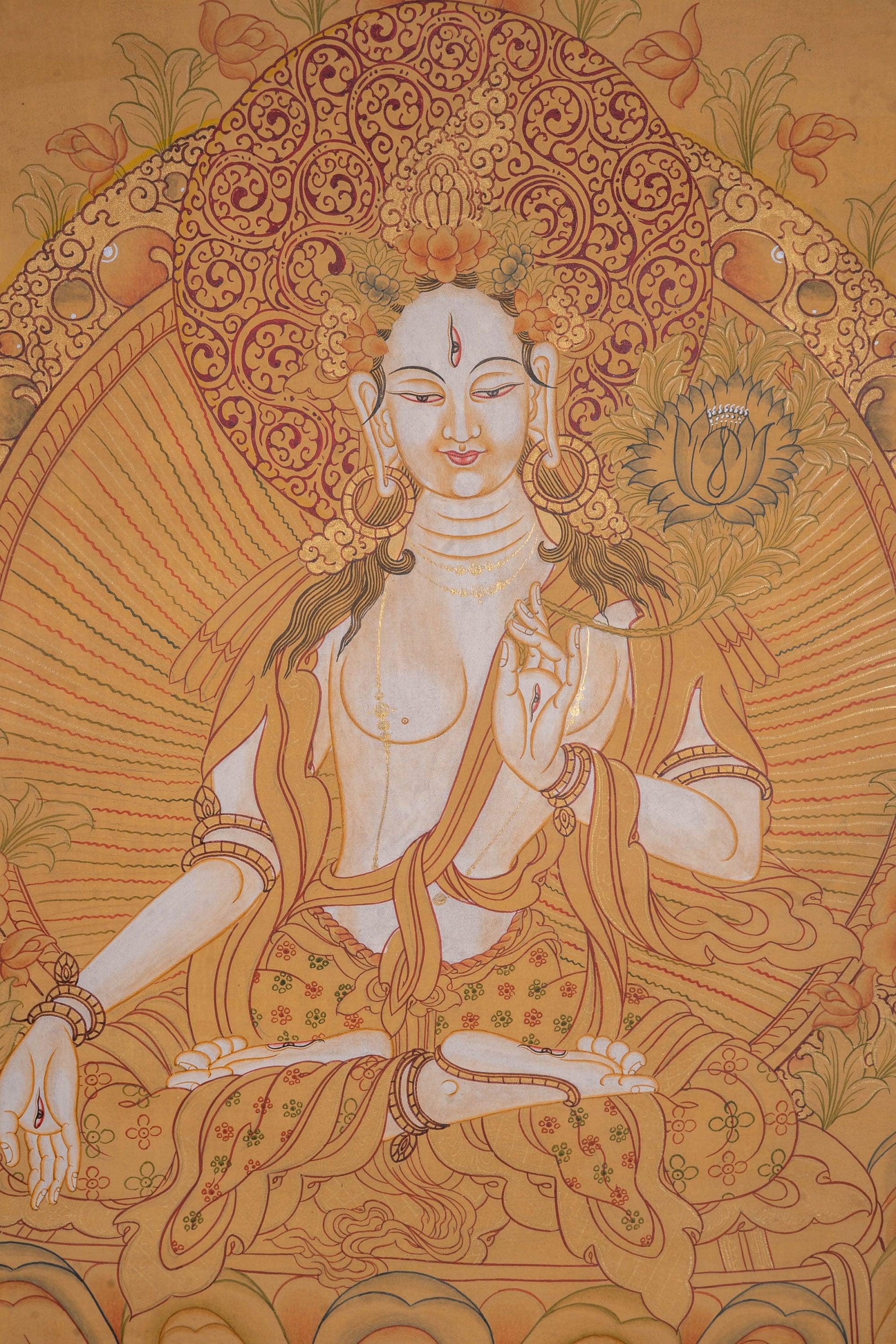 White Tara Tibetan Thangka Art